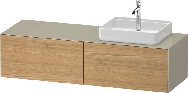 Duravit White Tulip Konsolenwaschtischunterbau wandhängend Natur Eiche & Taupe Matt & Hochglanz 1300 WT4864RH5H30000 von Duravit