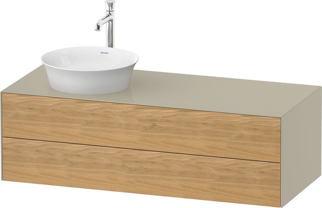 Duravit White Tulip Konsolenwaschtischunterbau wandhängend Natur Eiche & Taupe Matt & Hochglanz 1300 WT4987LH5H30E10 von Duravit