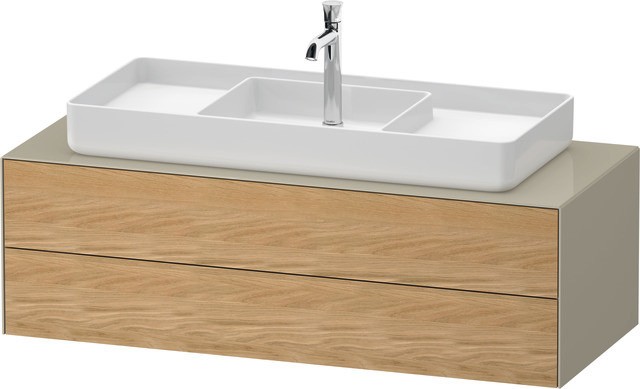 Duravit White Tulip Konsolenwaschtischunterbau wandhängend Natur Eiche & Taupe Matt & Hochglanz 1300 WT4987MH5H30E10 von Duravit