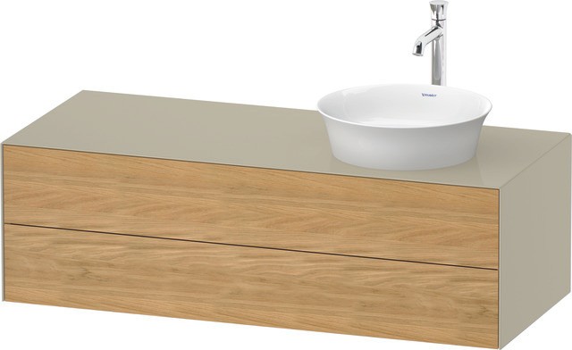 Duravit White Tulip Konsolenwaschtischunterbau wandhängend Natur Eiche & Taupe Matt & Hochglanz 1300 WT4987RH5H30E10 von Duravit