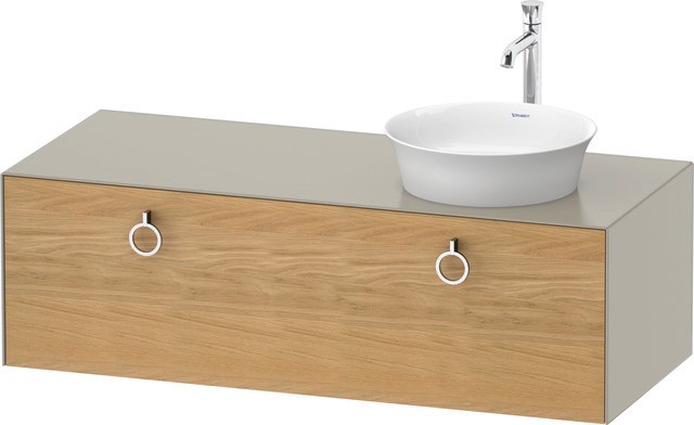 Duravit White Tulip Konsolenwaschtischunterbau wandhängend Natur Eiche & Taupe Matt & Seidenmatt 130 WT4982RH5600010 von Duravit