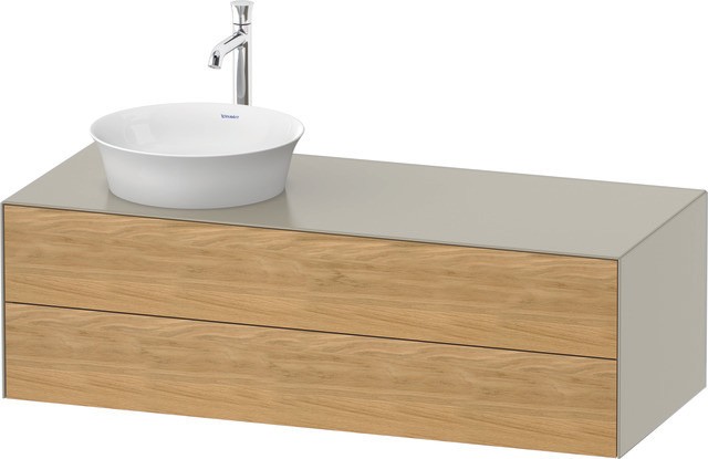 Duravit White Tulip Konsolenwaschtischunterbau wandhängend Natur Eiche & Taupe Matt & Seidenmatt 130 WT4987LH5600E10 von Duravit