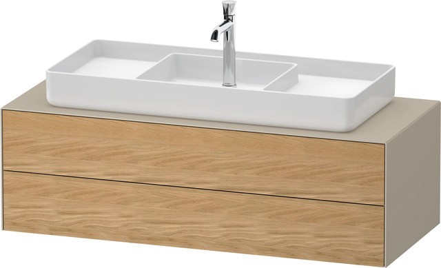 Duravit White Tulip Konsolenwaschtischunterbau wandhängend Natur Eiche & Taupe Matt & Seidenmatt 130 WT4987MH5600E10 von Duravit