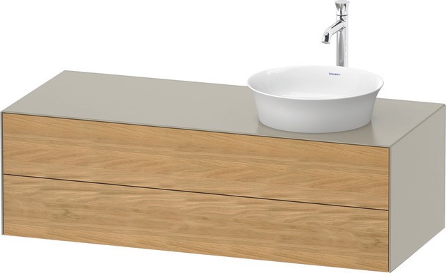 Duravit White Tulip Konsolenwaschtischunterbau wandhängend Natur Eiche & Taupe Matt & Seidenmatt 130 WT4987RH5600E10 von Duravit