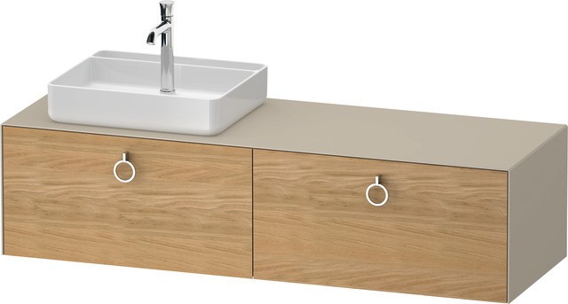 Duravit White Tulip Konsolenwaschtischunterbau wandhängend Natur Eiche & Taupe Matt & Seidenmatt 160 WT4890LH5600010 von Duravit