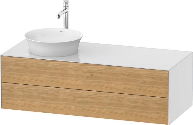 Duravit White Tulip Konsolenwaschtischunterbau wandhängend Natur Eiche & Weiß Matt & Hochglanz 1300x WT4987LH5850E10 von Duravit