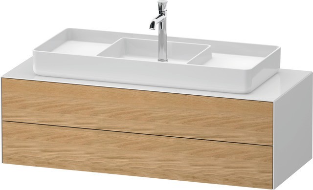 Duravit White Tulip Konsolenwaschtischunterbau wandhängend Natur Eiche & Weiß Matt & Hochglanz 1300x WT4987MH5850E10 von Duravit