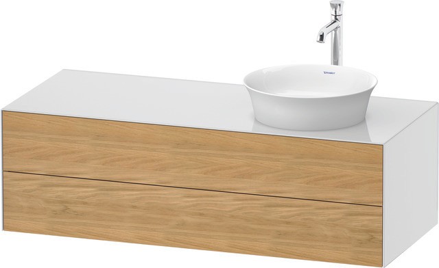 Duravit White Tulip Konsolenwaschtischunterbau wandhängend Natur Eiche & Weiß Matt & Hochglanz 1300x WT4987RH5850I10 von Duravit