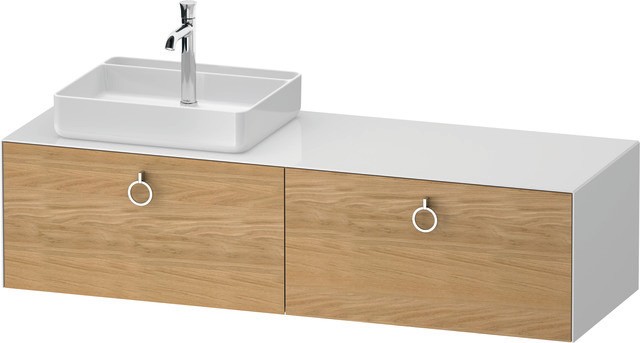 Duravit White Tulip Konsolenwaschtischunterbau wandhängend Natur Eiche & Weiß Matt & Hochglanz 1600x WT4890LH5850J10 von Duravit