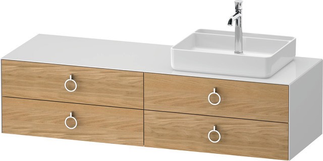 Duravit White Tulip Konsolenwaschtischunterbau wandhängend Natur Eiche & Weiß Matt & Hochglanz 1600x WT4995RH5850L00 von Duravit