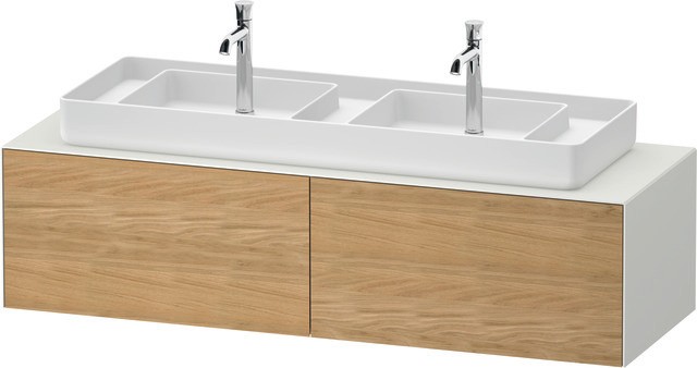 Duravit White Tulip Konsolenwaschtischunterbau wandhängend Natur Eiche & Weiß Matt & Seidenmatt 1300 WT48660H5360L00 von Duravit