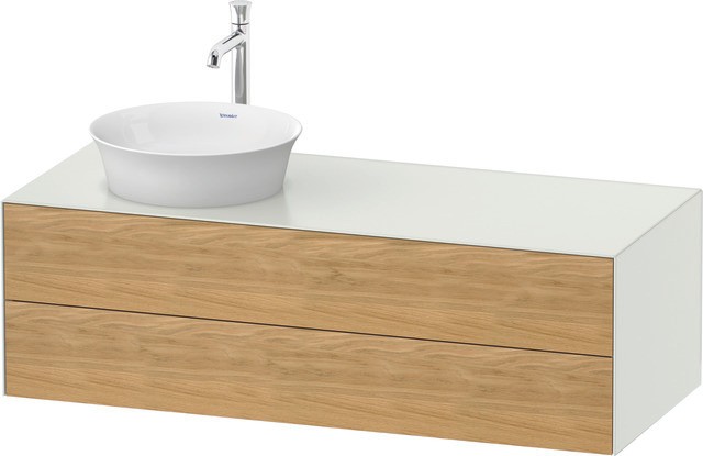 Duravit White Tulip Konsolenwaschtischunterbau wandhängend Natur Eiche & Weiß Matt & Seidenmatt 1300 WT4987LH5360I10 von Duravit