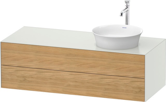 Duravit White Tulip Konsolenwaschtischunterbau wandhängend Natur Eiche & Weiß Matt & Seidenmatt 1300 WT4987RH5360I10 von Duravit