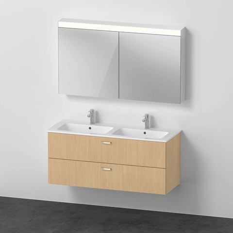 Duravit XBase Möbelwaschtisch mit Waschtischunterbau und Spiegelschrank 1300x490x1200 mm - XB0068030 XB0068030300000 von Duravit