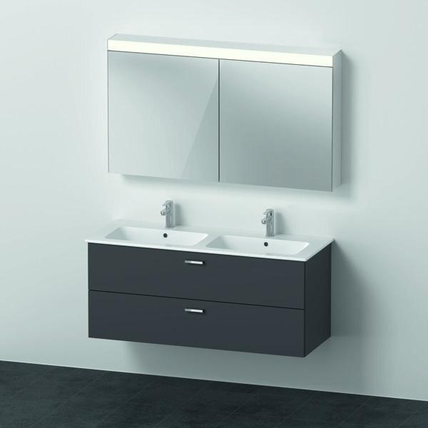Duravit Xbase, Möbel-Set wandhängend, mit LED-Spiegelschrank, Waschtisch und Waschtischunterschrank, Breite 1270 mm, XB006804949 von Duravit