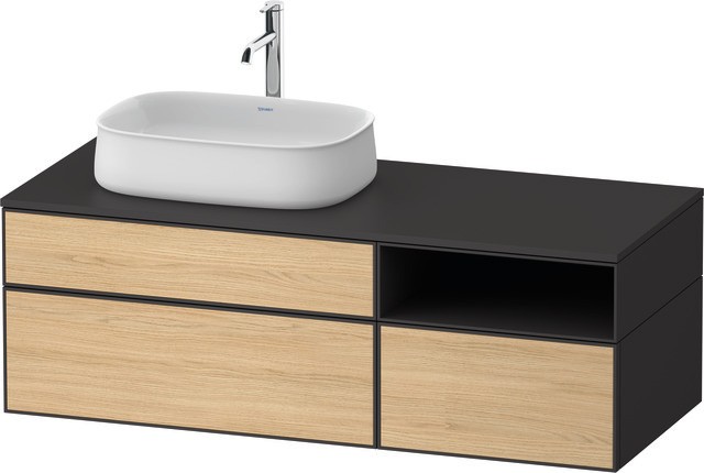 Duravit Zencha Konsolenwaschtischunterbau wandhängend Natur Eiche & Graphit Matt & Supermatt 1300x55 ZE4828030800000 von Duravit