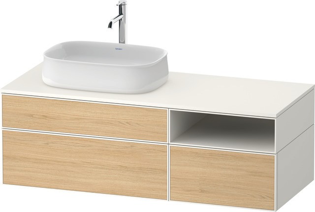 Duravit Zencha Konsolenwaschtischunterbau wandhängend Natur Eiche & Weiß Matt & Supermatt 1300x550x4 ZE4828030840000 von Duravit