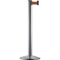 Personen-Leitsystem Extend, Ständer verchromt, Gurtfarbe braun von Via Guide®