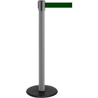 RS-GUIDESYSTEMS® Gurt-Absperrpfosten, Bodenteller aus Guss, Gurtbreite 50 mm, anthrazit, dunkelgrün, 4,0 m von RS-GUIDESYSTEMS®