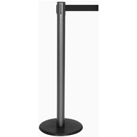 RS-GUIDESYSTEMS® Gurt-Absperrpfosten, Bodenteller aus Guss, Gurtbreite 50 mm, anthrazit, schwarz, 2,3 m von RS-GUIDESYSTEMS®