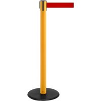 RS-GUIDESYSTEMS® Gurt-Absperrpfosten, Bodenteller aus Guss, Gurtbreite 50 mm, gelb, rot, 4,0 m von RS-GUIDESYSTEMS®