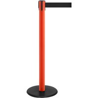 RS-GUIDESYSTEMS® Gurt-Absperrpfosten, Bodenteller aus Guss, Gurtbreite 50 mm, rot, schwarz, 2,3 m von RS-GUIDESYSTEMS®