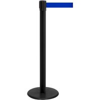 RS-GUIDESYSTEMS® Gurt-Absperrpfosten, Bodenteller aus Guss, Gurtbreite 50 mm, schwarz, blau, 4,0 m von RS-GUIDESYSTEMS®