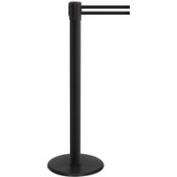 RS-GUIDESYSTEMS® Gurt-Absperrpfosten, Bodenteller aus Guss, Gurtbreite 50 mm, schwarz, schwarz / weiß horizontal gestreift, 2,3 m von RS-GUIDESYSTEMS®
