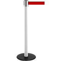RS-GUIDESYSTEMS® Gurt-Absperrpfosten, Bodenteller aus Guss, Gurtbreite 50 mm, weiß, rot, 4,0 m von RS-GUIDESYSTEMS®