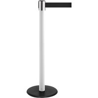 RS-GUIDESYSTEMS® Gurt-Absperrpfosten, Bodenteller aus Guss, Gurtbreite 50 mm, weiß, schwarz, 4,0 m von RS-GUIDESYSTEMS®