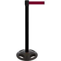 RS-GUIDESYSTEMS® Gurt-Absperrpfosten, Bodenteller aus Verbundwerkstoff, Gurtbreite 50 mm, schwarz, bordeaux von RS-GUIDESYSTEMS®