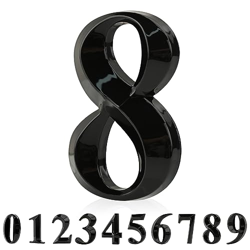 3D Hausnummer,Acryl Hausnummer Höhe 5cm,2 in Schwarz hausnummernschilder Selbstklebende Haus-Nummer buchstaben zum aufkleben für Haus Postfach Büro Wohnung Hotel Courtyard Cafe (8) von Durdiiy