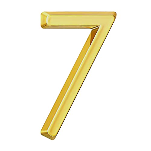 Hausnummer Hausnummernschild 2 in (5cm) Selbstklebende Haus-Nummer,ABS Hausnummer Digitaler Aufkleber mit Postfachnummer für Tür, Briefkasten, Außen, Anti-Friktion, Wetterfest (Golden) (7) von Durdiiy