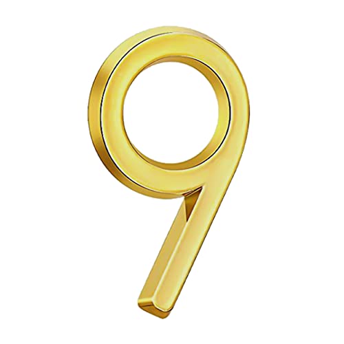 Hausnummer Hausnummernschild 2 in (5cm) Selbstklebende Haus-Nummer,ABS Hausnummer Digitaler Aufkleber mit Postfachnummer für Tür, Briefkasten, Außen, Anti-Friktion, Wetterfest (Golden) (9) von Durdiiy