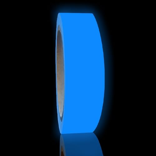 Selbstklebendes, im Dunkeln leuchtendes Klebeband, 10m x 10mm Leuchtend Klebeband, Warnband, das Pro Theater Stage Floor leuchtet Luminescent Notfall Roll Sicherheit Egress (Blau) von Durdiiy