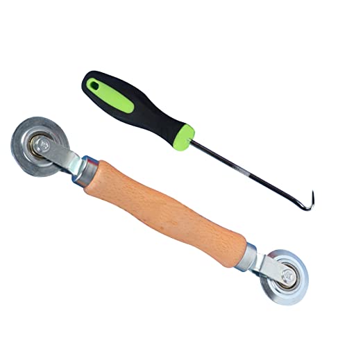 Werkzeug Einzieher Einroller mit Holzgriff Werkzeug Doppelrad Dichtungseinroller Einzieher Einroller Siebfenster Spline Roller für Fenster Türdichtung als fliegengitter reparatur set für Keder von Durdiiy