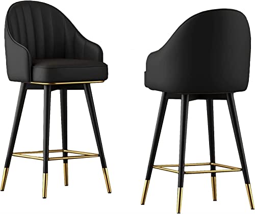 Durecoform Comfort Stools Ergonomische Barhocker, 2er-Set, schwarze Chrombeine, gepolsterte Thekenhocker, Lederdrehbarhocker, Thekenhöhe, Barstühle für Zuhause, Barmöbel von Durecoform