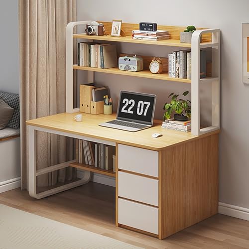 Durecoform Computertisch mit Ablagen und 3 Schubladen, ideal für Home Office oder Gaming, Arbeitszimmer und Schreibtisch für Schlafzimmer oder Home Office, Eichen-Finish von Durecoform