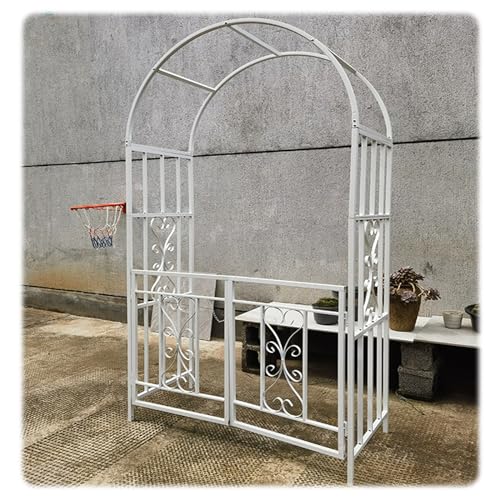 Durecoform Gartenbogen mit Doppeltor Metall Pergola Laube Rosen Outdoor Torbogen Gartenlaube für Hinterhof Terrasse Verschiedene Kletterpflanzen H 82,7 cm Einfach zu montieren, Schwarz/Weiß von Durecoform