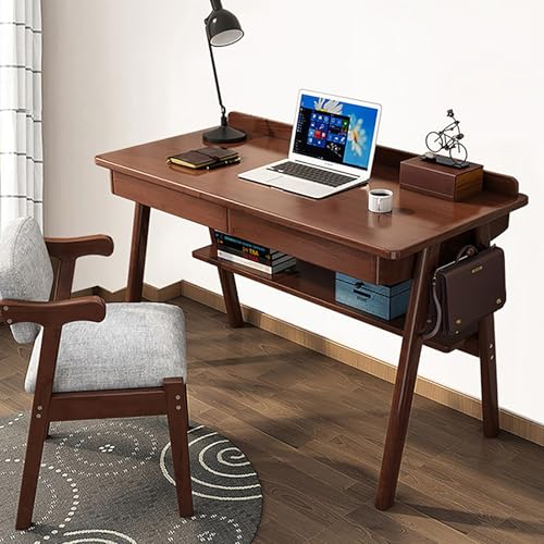 Durecoform Moderner Schreibtisch – Massivholzschreibtisch mit 2 Schubladen und Aufbewahrungsregal für Home Office, Arbeitszimmer, Arbeitsplatz, funktionaler Computertisch von Durecoform