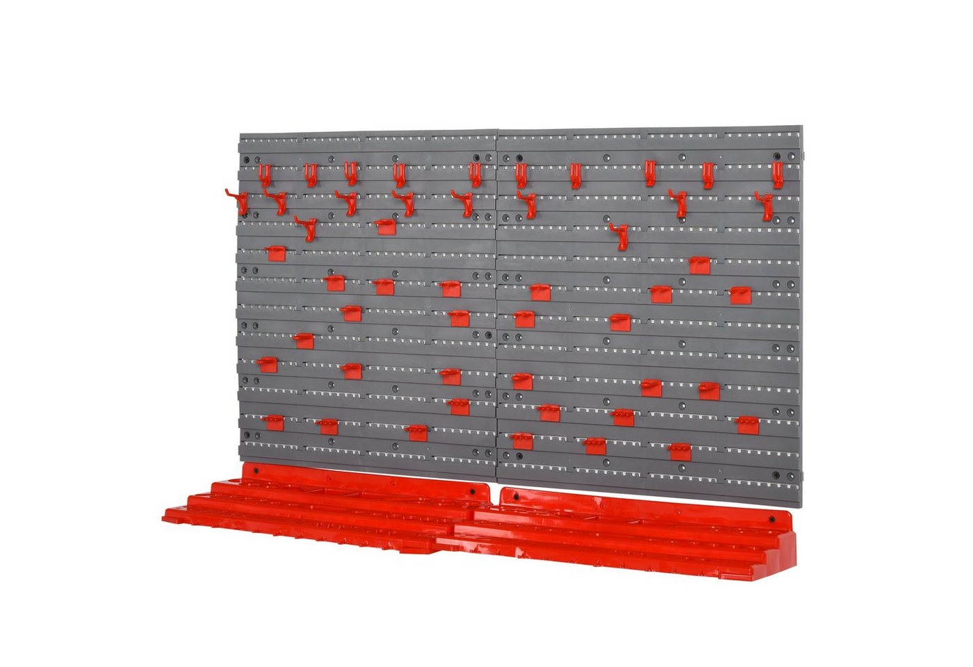 Durhand Lochwand Werkzeugwand, 2 Stk., mit 50 Haken, (Set, 54-tlg., Werkzeuglochwand), Wandregal Werkzeughalter Werkzeugwand Grau, Rot von Durhand