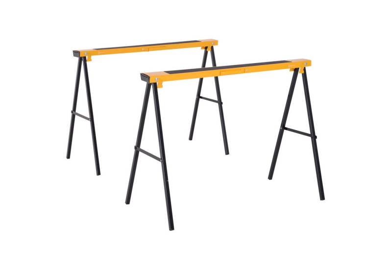 Durhand Sägebock 2er-Set Klappbar Unterstellbock rutschfest, (Arbeitsbock, 2-St., Unterstellbock), Metall Gelb 99,5 x 50 x 76 cm von Durhand