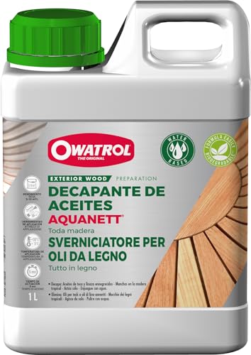 OWATROL – AQUANETT – 1 L – Gelförmiger Ölentferner und Entgrauer für Holz im Außenbereich Terrassen Gartenmöbel tropisches Holz – transparentes Reinigungsgel – entfernt Teaköl, natürliches Aussehen von OWATROL