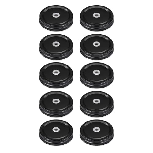 10 Stück Jar Deckel mit 70mm Strohloch, Einmachglasdeckel Auslaufsichere Ersatzdeckel, Metall Dosendeckel für Gläser und Glasflaschen, Milchflaschen und Saftflaschen von Duroecsain