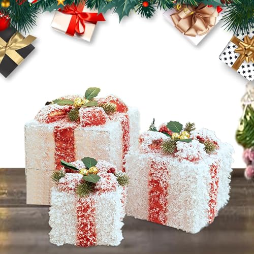 Dekorative Weihnachtsboxen, Dekoration für Weihnachtsboxen – Set mit 3 Schneeflocken, Dekoration der Eisenkiste, Weihnachtsbaumschmuck, Fenster-Foto-Zubehör für den Urlaub von Duroecsain