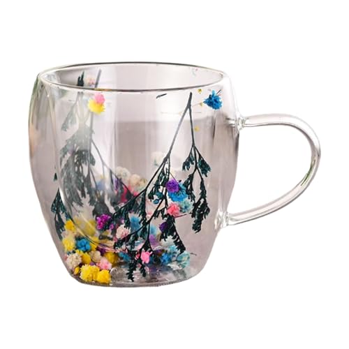 Duroecsain Ästhetische getrocknete Blumentassen, doppelwandige Glas-Kaffeetassen | doppelwandige transparente Glasbecher mit Griffen, kreative Tassen aus Klarglas mit Griff für Duroecsain Ästhetische getrocknete Blumentassen, doppelwandige Glas-Kaffeetassen | doppelwandige transparente Glasbecher mit Griffen, kreative Tassen aus Klarglas mit Griff für von Duroecsain