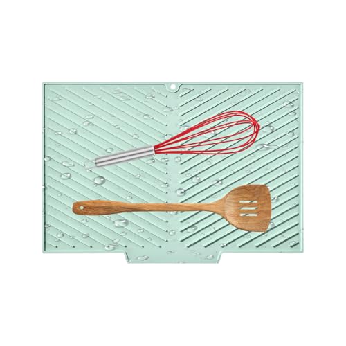 Duroecsain Abtropfmatte, hitzebeständig, faltbar, aus Silikon, 38 x 25 cm, zum Abtropfen von Utensilien und von Duroecsain
