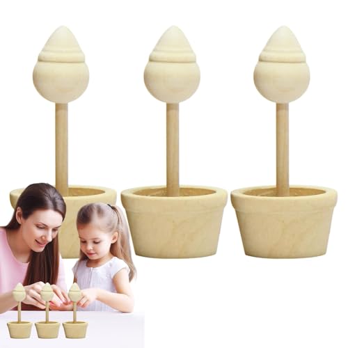 Duroecsain Bemaltes Blumenhandwerk, Blumentopf aus unvollendetem Holz | bemalbarer Blumentopf-Ornament, Kunsthandwerk aus Holz, unfertige Blumentopf-Ornamente für Erwachsene zum Bemalen Duroecsain Bemaltes Blumenhandwerk, Blumentopf aus unvollendetem Holz | bemalbarer Blumentopf-Ornament, Kunsthandwerk aus Holz, unfertige Blumentopf-Ornamente für Erwachsene zum Bemalen von Duroecsain