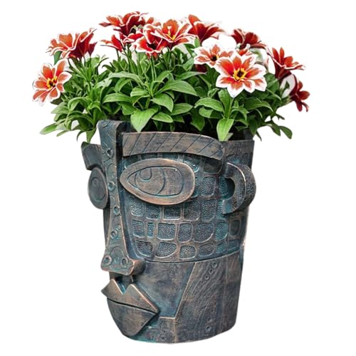 Duroecsain Blumentopf mit abstraktem Gesicht | Abstrakter Blumentopf aus Kunstharz für lustige Dekoration, dekorative Vase, bunt, für drinnen und draußen, Wohnzimmer, Garten, Haus, Balkon, Schlafsaal Duroecsain Blumentopf mit abstraktem Gesicht | Abstrakter Blumentopf aus Kunstharz für lustige Dekoration, dekorative Vase, bunt, für drinnen und draußen, Wohnzimmer, Garten, Haus, Balkon, Schlafsaal von Duroecsain