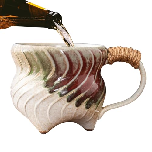 Duroecsain Cappuccino-Tasse, Keramik-Kaffeetasse, Cappuccino-Tasse mit Schnur, 270 ml Cappuccino-Tasse, Retro-Kaffeetasse mit großem Fassungsvermögen, für Milchtee, Espresso, Cappuccino von Duroecsain
